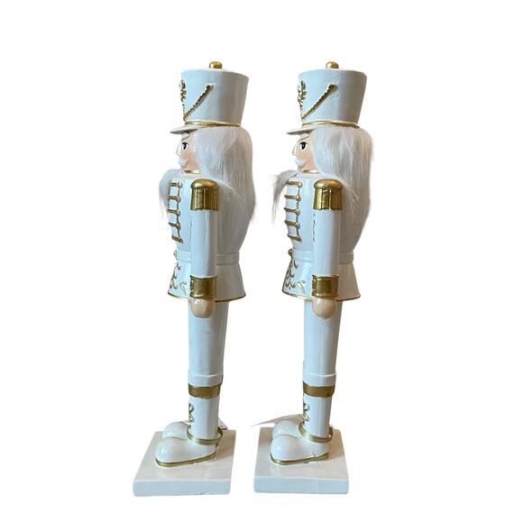 34th & Pine White Gold NUTCRACKERS 14in Wood Set of 2 Holiday Glam NEW - Picture 12 of 15